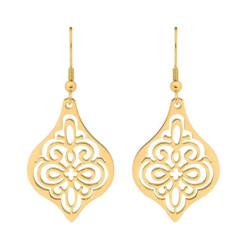 ELLANI FILIGREE DROP EARRING - GOLD - Jewelz