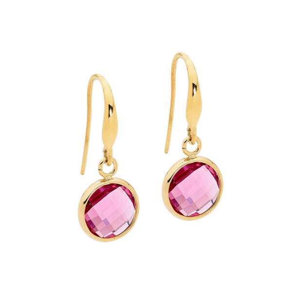 ELLANI COLOURED GEM DROP EARRING - PINK/GOLD