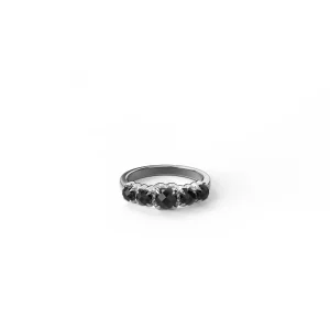 Sterling Silver Stolen Halo Cluster Onyx Ring
