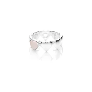 Sterling Silver Stolen Band of Hearts Rose Quartz Ring