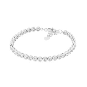 Sterling Silver Bezel Set Cubic Zirconia Bracelet