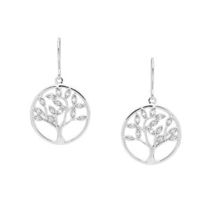 Tree Of Life Sterling Silver Drop Earrings