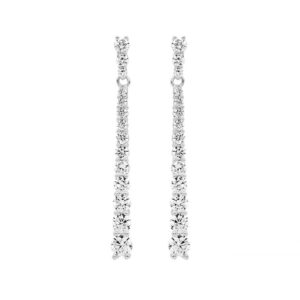 Cubic Zirconia Sterling Silver Long Drop Earrings