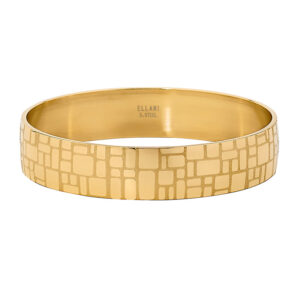 Stainless Steel Gold Plate Wide Patterned Bangle