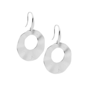 Stainless Steel Open Wave Disc Hook Earrings