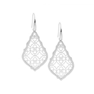 Stainless Steel Fancy Filigree Drop Earrings