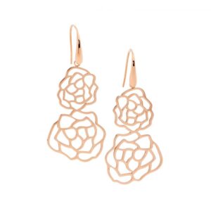 Stainless Steel Double Flower Drop Earrings