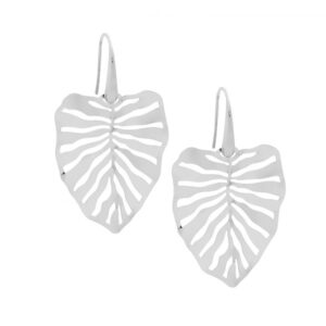 Stainless Steel Mostera Leaf Drop Earrings