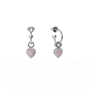 Sterling Silver Stolen Love Anchor Earrings Rose Quartz