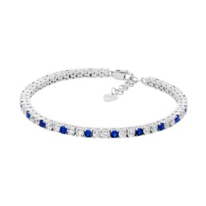 Sterling Silver CZ Blue Tennis Bracelet
