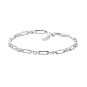 Sterling Silver CZ Paperclip Link Bracelet