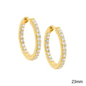 Sterling Silver GP CZ Inside Out Hoop Earrings