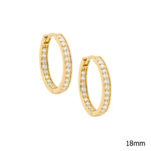Sterling Silver Gold Plate CZ Inside Out Hoop Earrings