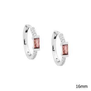 Sterling Silver CZ Rhodolite Huggies