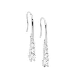 Sterling Silver CZ Gradual Drop Hook Earrings