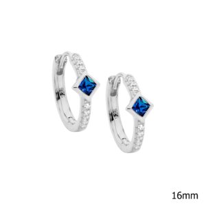 Sterling Silver CZ and Blue Huggies