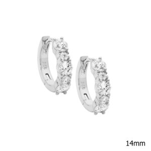 Sterling Silver 5x CZ Hoop Earrings