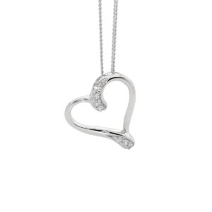 Sterling Silver Italic Heart CZ Necklace