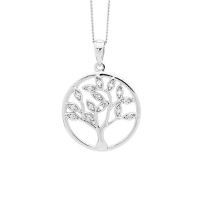 Sterling Silver CZ Tree of Life Necklace