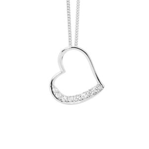 Sterling Silver CZ Open Heart Necklace