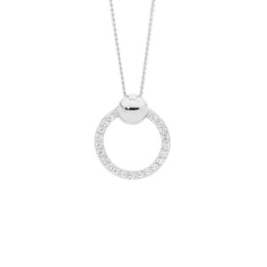 Sterling Silver Circle Ball CZ Necklace