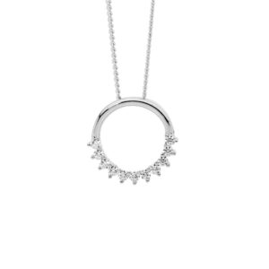 Sterling Silver CZ Open Half Circle Necklace