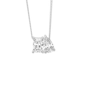 Sterling Silver CZ Emerald and Pear Cut Necklace