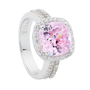 Sterling Silver CZ Light Pink Cocktail Ring