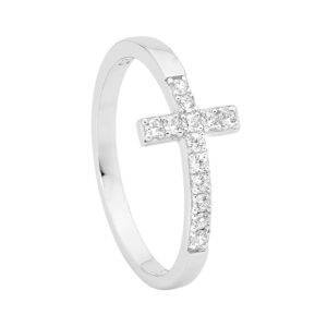 Sterling Silver CZ Cross Ring
