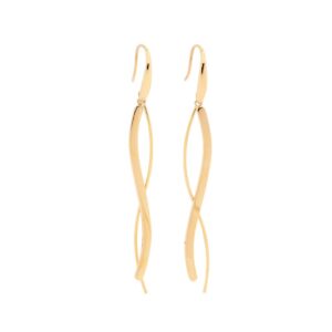 Stainless Steel Gold Plate Ribbon Drop Earrings