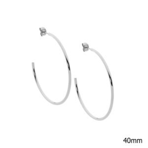 Stainless Steel Silver Hoops with Post Earrings