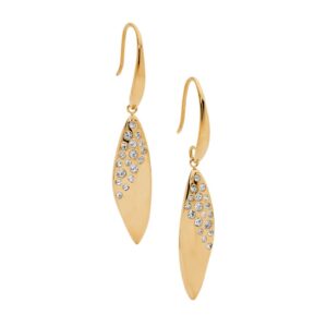 Stainless Steel Gold Plate CZ Punch set Drop Earrings