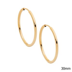 Stainless Steel Gold Plate 30mm Hoop Earrings