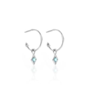 Sterling Silver Blue Topaz Hoop with Post Earrings