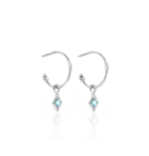 Sterling Silver Blue Topaz Hoop with Post Earrings