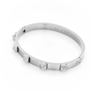 Stainless Steel 'Rock Glam' Hinged Bangle