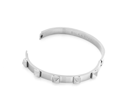 Stainless Steel 'Rock Glam' Hinged Bangle - Image 2