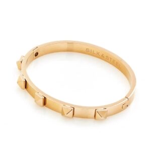 Stainless Steel Gold 'Rock Glam' Hinged Bangle