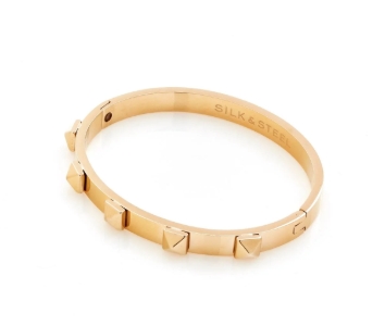 Stainless Steel Gold 'Rock Glam' Hinged Bangle