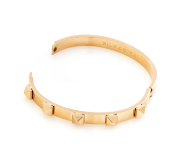 Stainless Steel Gold 'Rock Glam' Hinged Bangle - Image 2