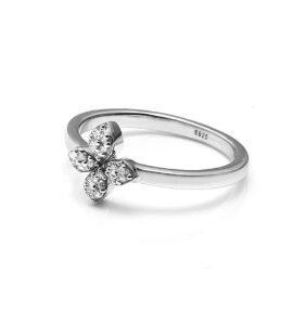 Sterling Silver CZ Floral Ring