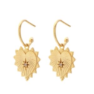 Sterling Silver Gold-plate Heart Rose Quartz Earrings