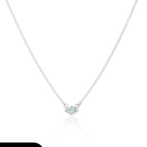 Sterling Silver Blue Topaz Superfine Dainty Necklace