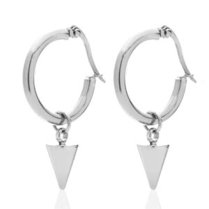 Stainless Steel Drop Spike Hoop Earrings