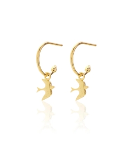 Sterling Silver Gold Plate Swallow Hoop Earrings