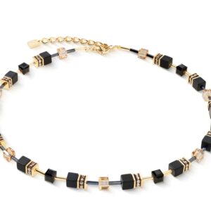 Coeur de Lion Geocube Onyx and Gold Stainless Steel Necklace