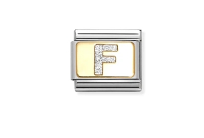 Nomination Charm 18k Gold Glitter Letter F