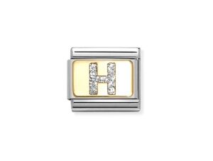 Nomination Charm 18k Gold Glitter Letter H