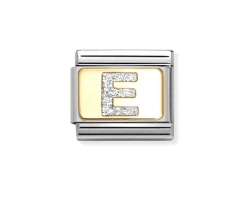 Nomination Charm 18k Gold Glitter Letter E