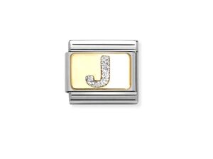 Nomination Charm 18k Gold Glitter Letter J